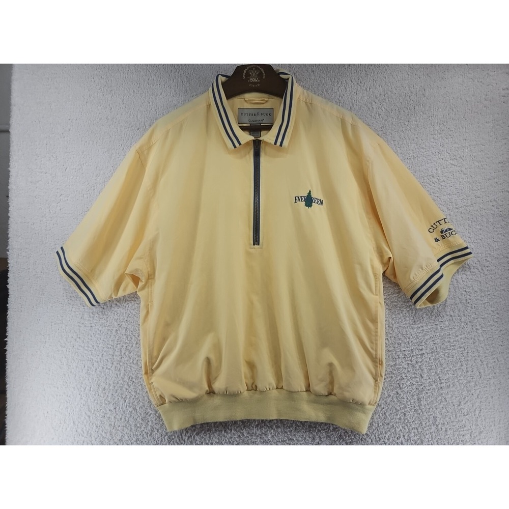 Cutter & Buck Golf Short Sleeve Rain Windbreaker Climaguad 1/4 Zip Pullover M